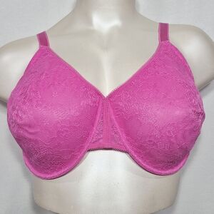 44H Hips & Curves City Chic Unlined‎ Lace Bra Bright Pink